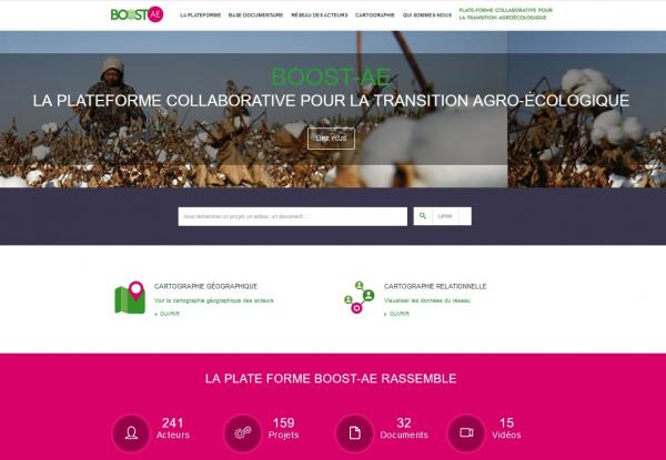 Capture d'ecran de la plateforme collaborative pour la transition agroécologique Boost-AE